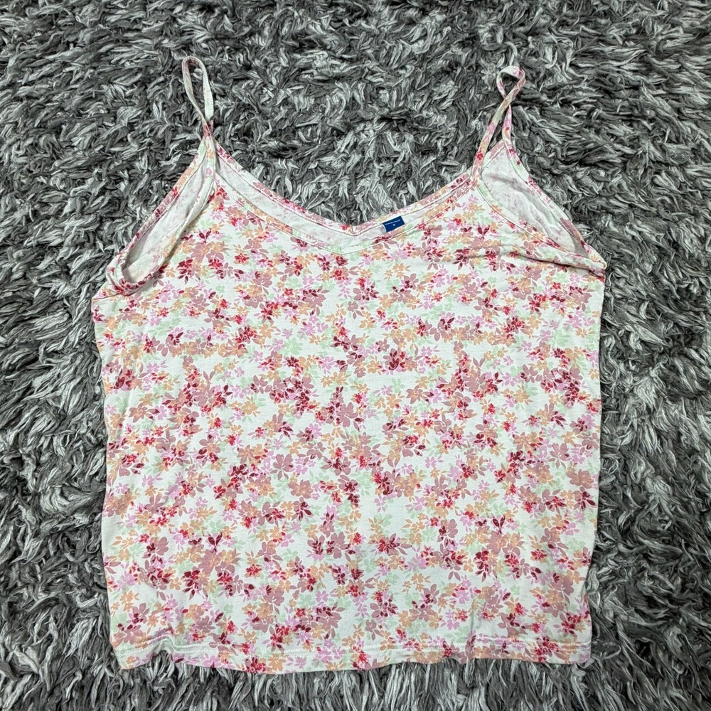 Old Navy Sunday Sleep Floral Cami Tank Top Pink Orange Medium V-Neck Stretch